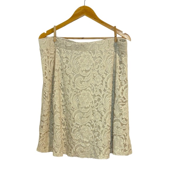Cato Cream Floral Lace A-Line Skirt, XL - Picture 1 of 7
